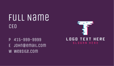 Cyber Anaglyph Letter T Business Card Image Preview