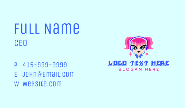 Gamer Girl Avatar Business Card Design Image Preview