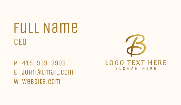 Luxury Cursive Letter B Business Card Design Image Preview