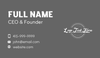 White Script Circle Business Card Preview