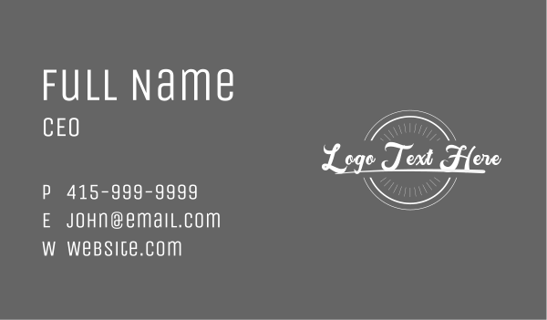 White Script Circle Business Card Design Image Preview