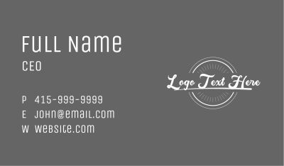 White Script Circle Business Card Image Preview