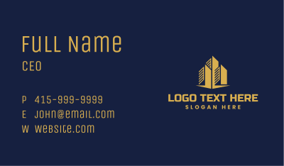 Gold Apartment Building Architecture Business Card Image Preview