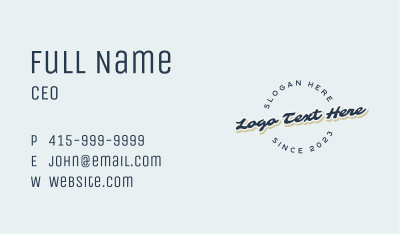 Round Retro Wordmark Business Card Image Preview
