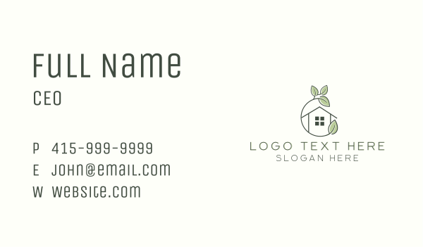 Organic Leaf Home Business Card Design Image Preview