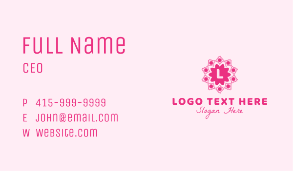 Pink Decorative Flower Letter Business Card Design Image Preview