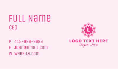 Pink Decorative Flower Letter Business Card Image Preview