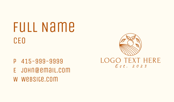 Orange Farm Line Art Business Card Design Image Preview