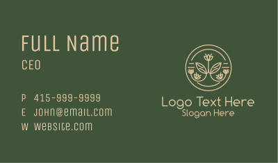 Cream Monoline Flower Badge Business Card Image Preview