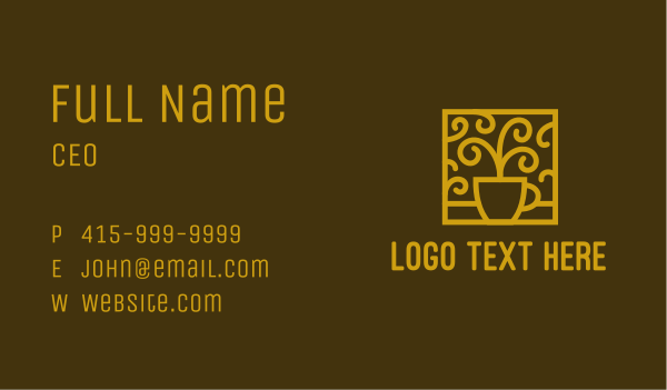 Gold Elegant Teacup Business Card Design Image Preview