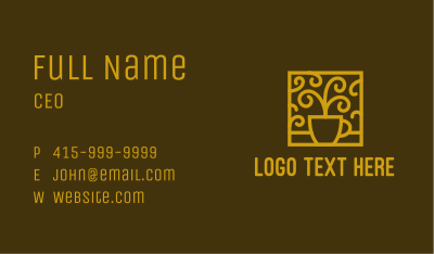 Gold Elegant Teacup Business Card Image Preview