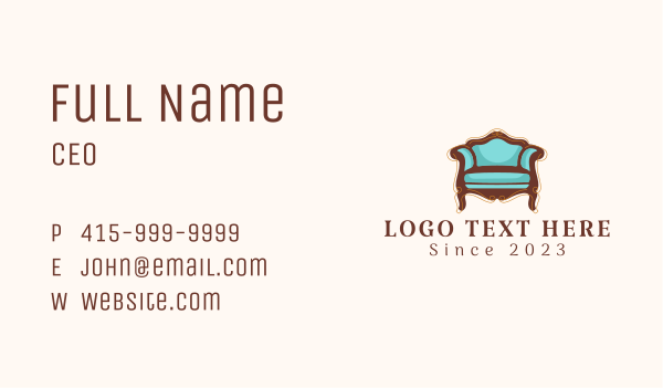 Classic Vintage Couch Business Card Design Image Preview