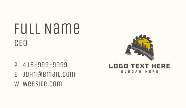 Axe Pine Tree Wood Cutting Business Card Design Image Preview