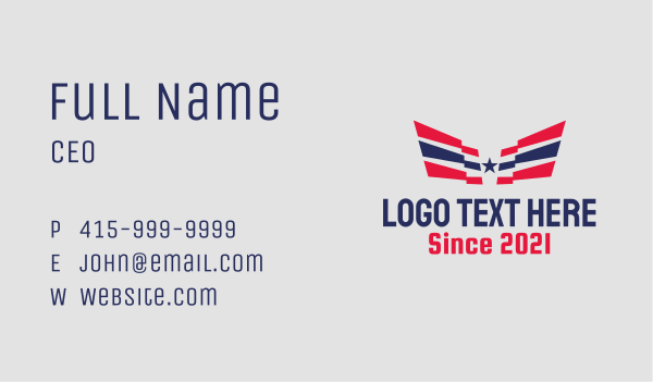 Patriotic Star Wings Business Card Design Image Preview
