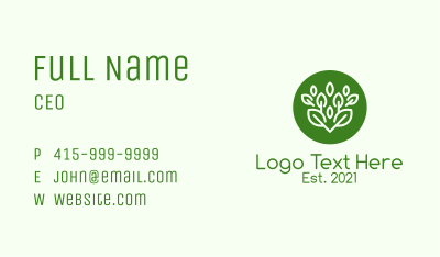 Green Herbal Plant  Business Card