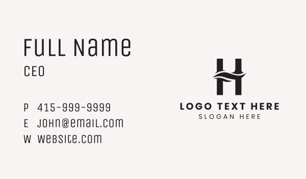 Simple Wave Letter H Business Card Design Image Preview
