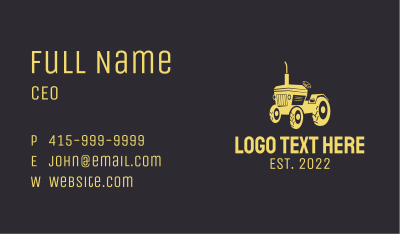 Farm Tractor Vehicle Business Card