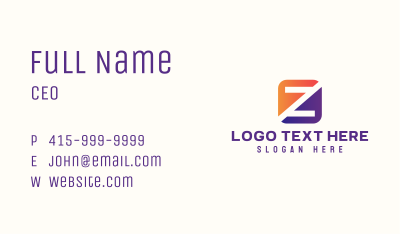 Mechanical Stripe Letter Z Business Card Image Preview