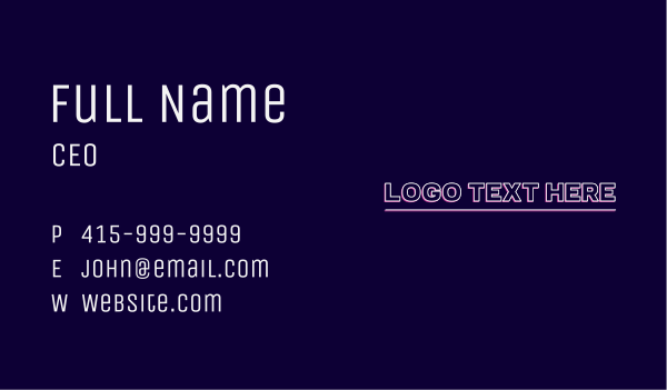 Neon Cyber Wordmark  Business Card Design Image Preview