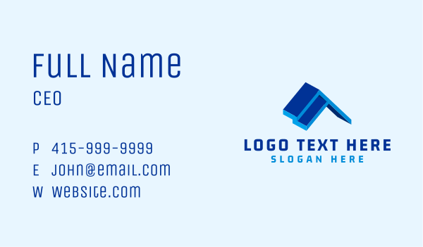 Blue House 3D Roofing Business Card Design Image Preview