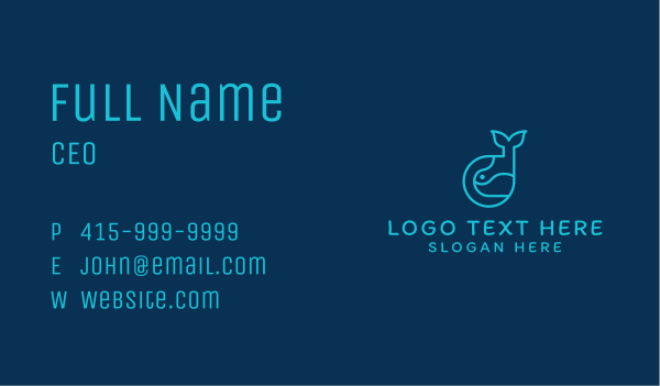 Blue Minimalist Whale Business Card Design Image Preview