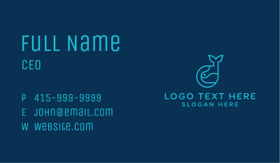 Blue Minimalist Whale Business Card Image Preview