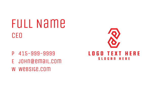 Red Polygon Number 8 Business Card Design Image Preview