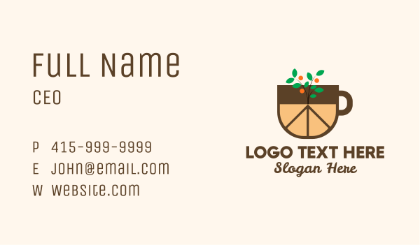 Orange Plant Cup Business Card Design Image Preview