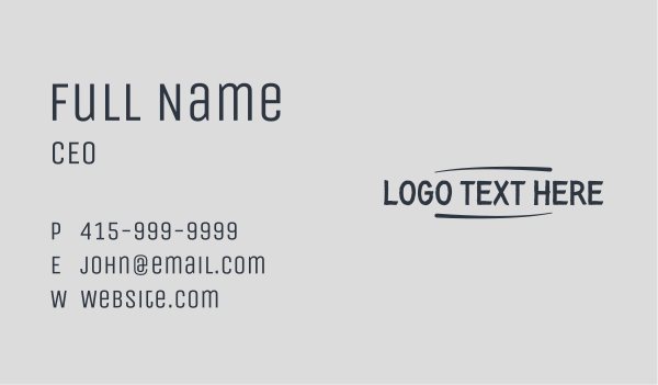 Artistic Handwritten Wordmark Business Card Design Image Preview