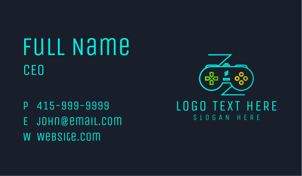 Retro Neon Controller Business Card Design Image Preview