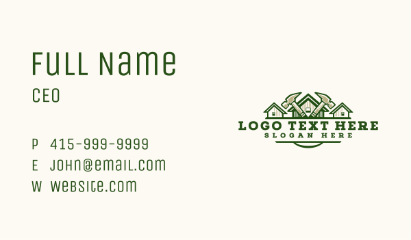 Hammer Carpentry Construction Business Card Design Image Preview