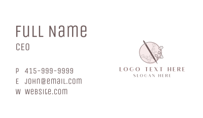 Floral Sewing Needle Business Card Image Preview