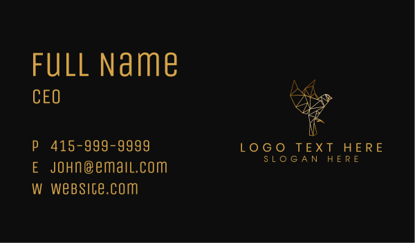Geometric Gold Bird Business Card Design Image Preview