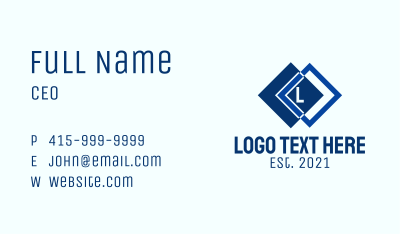 Blue Tile Letter  Business Card Image Preview
