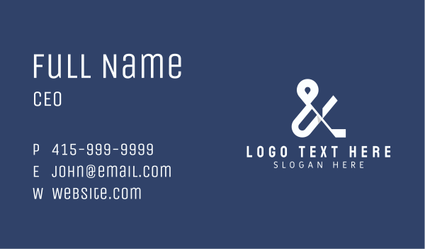 White Stylish Ampersand Business Card Design Image Preview