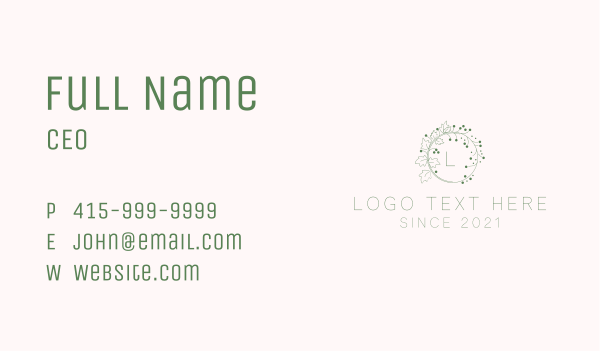 Vineyard Leaf Lettermark  Business Card Design Image Preview