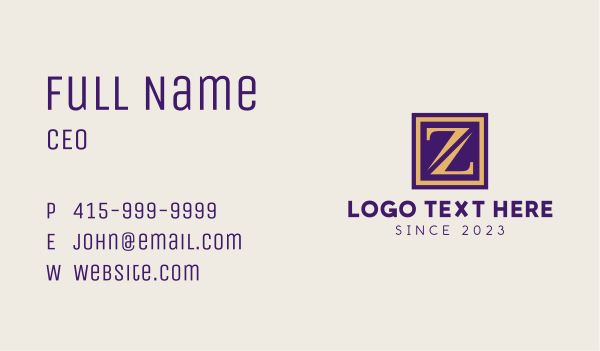 Premium Frame Letter Z Business Card Design Image Preview