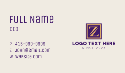 Premium Frame Letter Z Business Card Image Preview