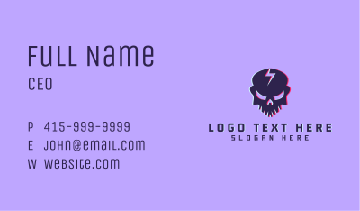 Glitch Lightning Skull Business Card Image Preview