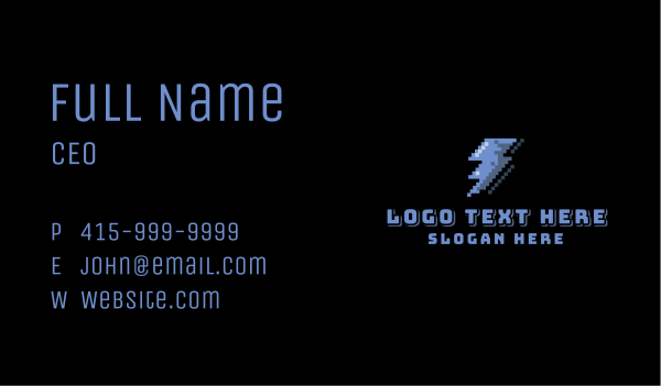 Pixelated Lightning Arcade Business Card Design Image Preview