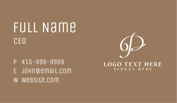 Elegant Cursive Letter P Business Card Design Image Preview