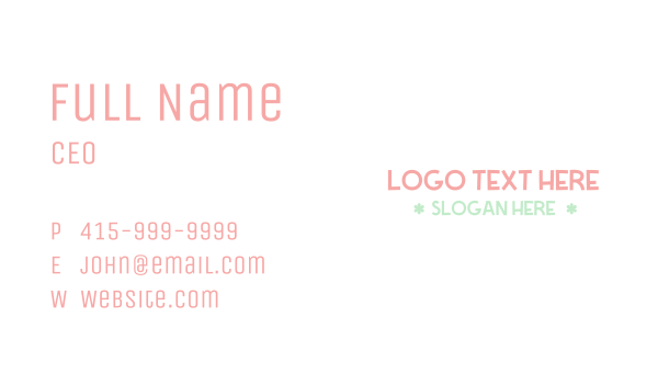 Cute Pastel Wordmark Business Card Design Image Preview