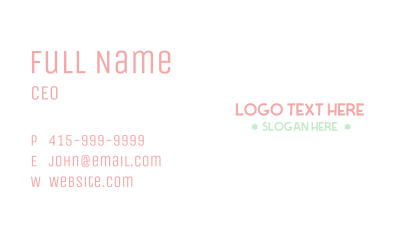 Cute Pastel Wordmark Business Card