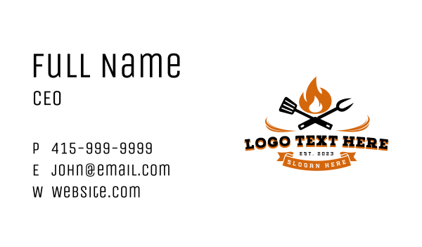 Flame Grilling Tools Business Card Design Image Preview
