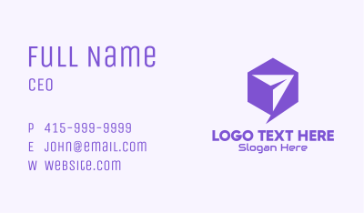 Violet Paper Airplane Hexagon Business Card