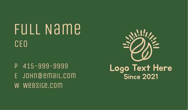 Coffee Bean Leaf Business Card Design Image Preview