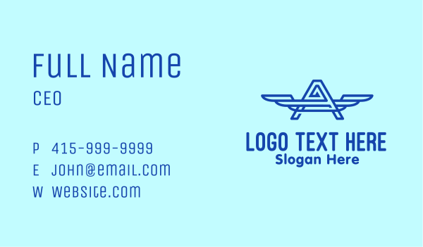 Blue Wing Letter A Business Card Design