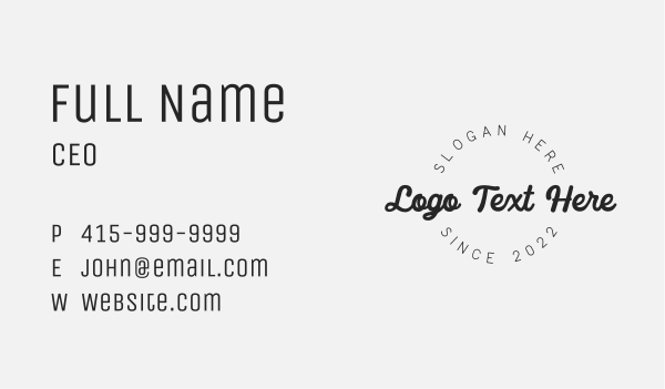 Cursive Round Wordmark Business Card Design Image Preview