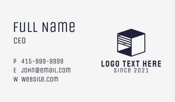 Blue Cube Storage  Business Card Design Image Preview