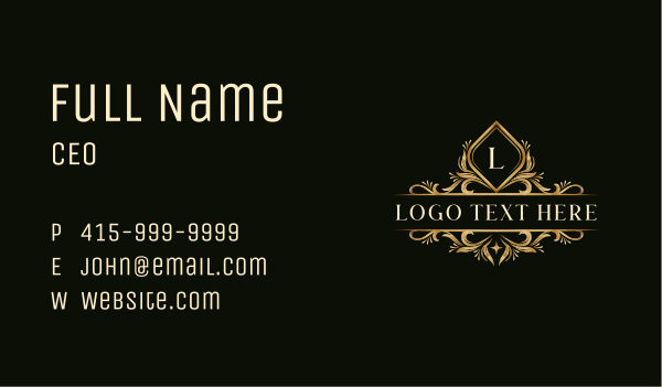 Premium Floral Crest Business Card Design Image Preview